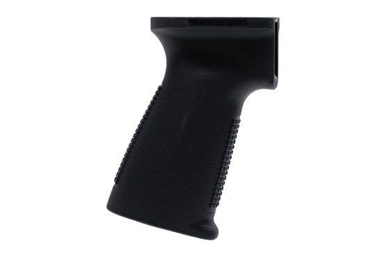 Rugged black AK pistol grip.
